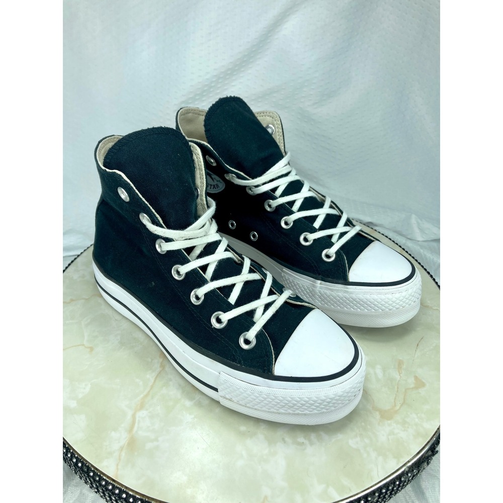 Converse Lift Platform High Top Shoes Women 7 Black Canvas Comfort Chic Sneakers
